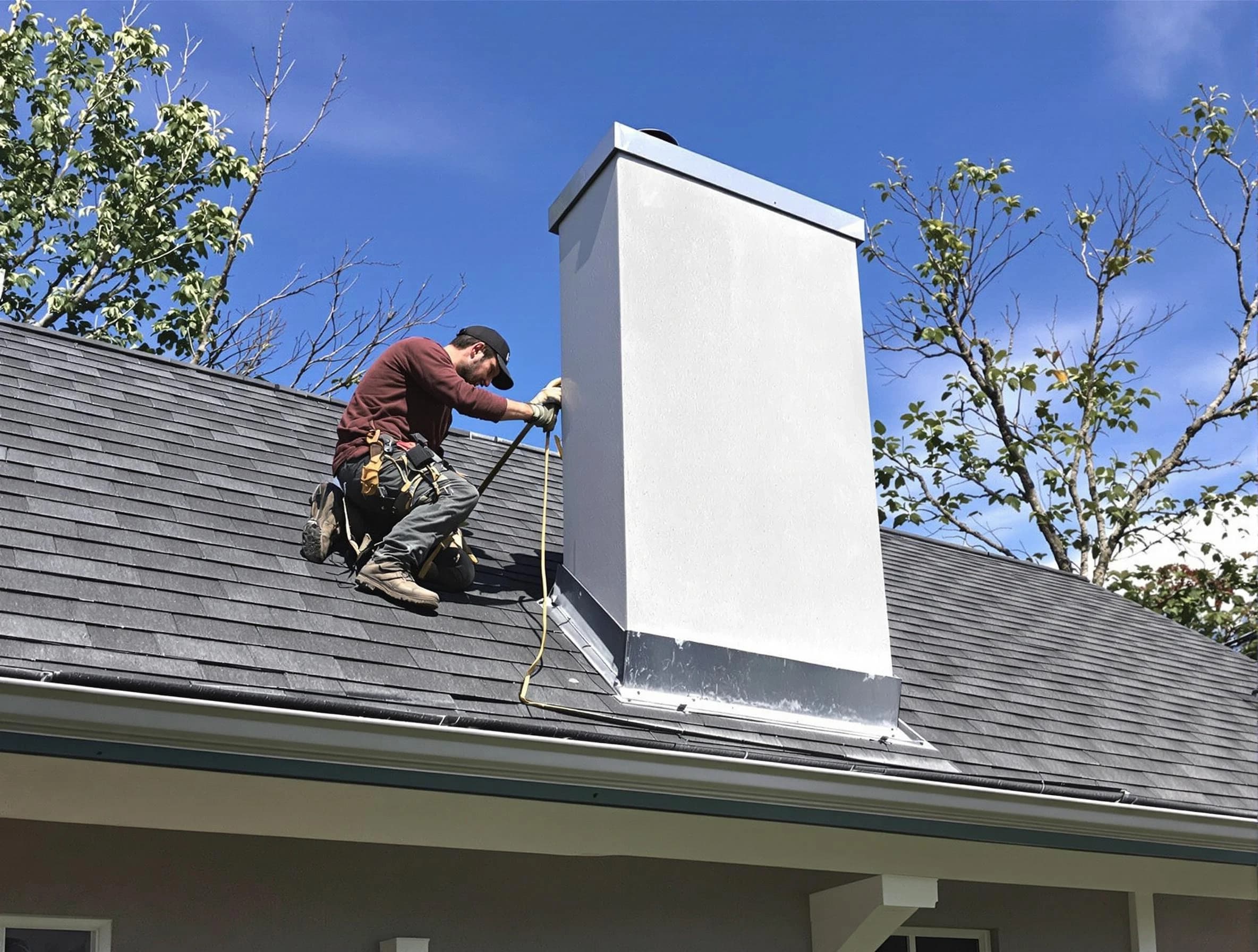 Queen Creek Chimney Sweep team member finishing chimney construction in Queen Creek, AZ