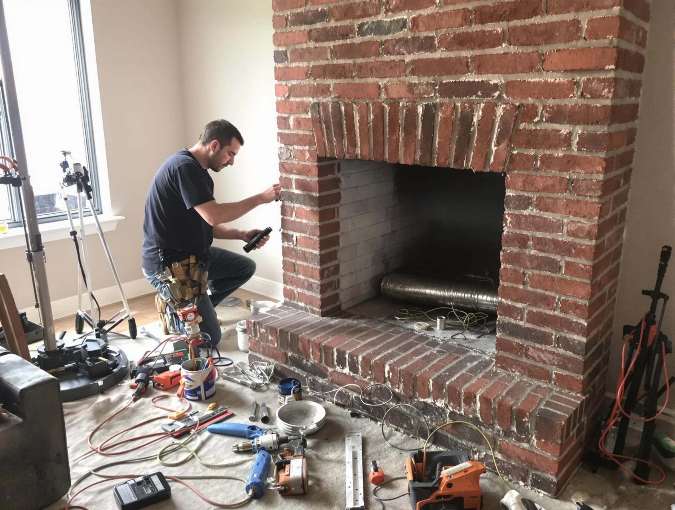 Queen Creek Chimney Sweep specialist finalizing chimney liner service in Queen Creek, AZ