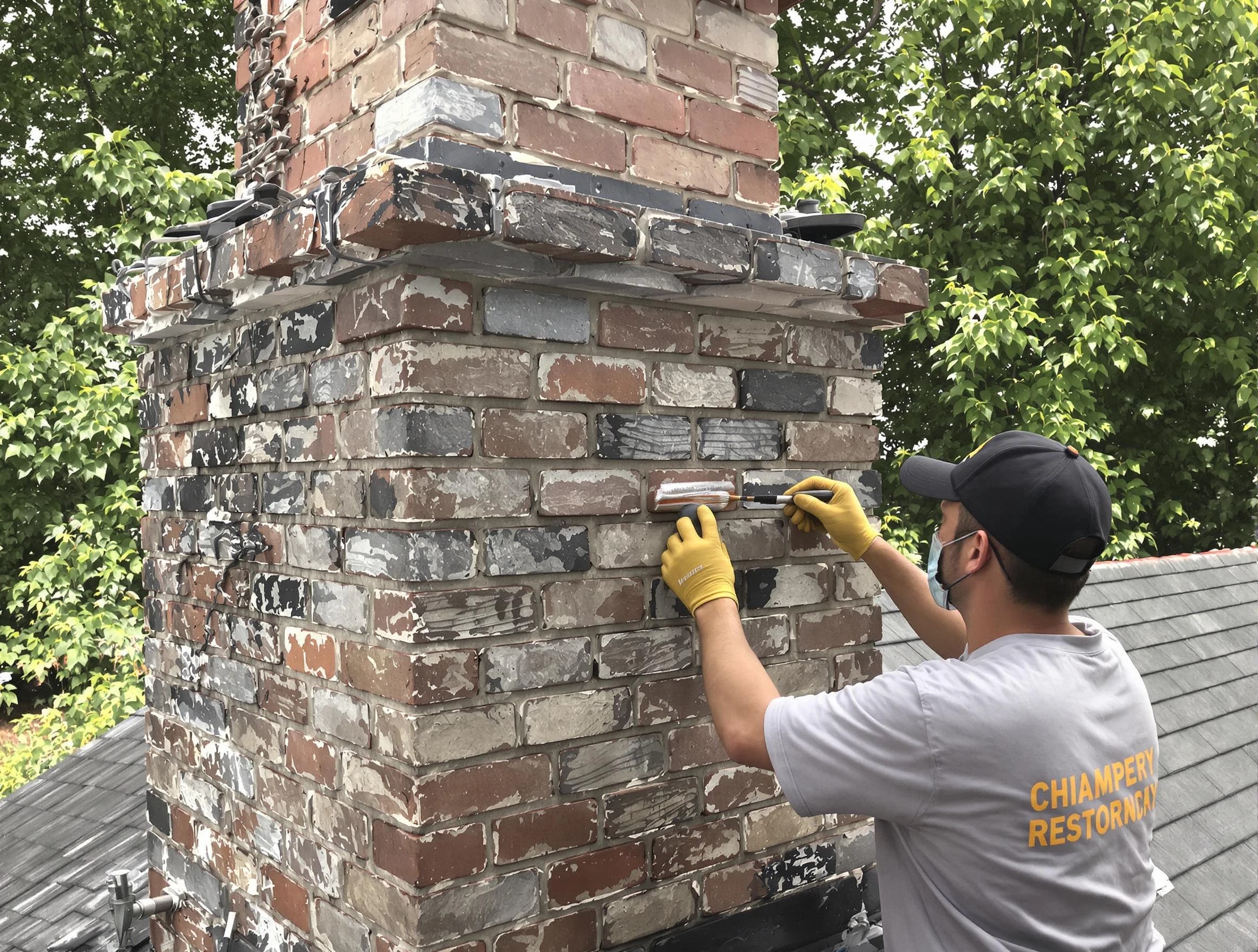 In-progress chimney restoration by Queen Creek Chimney Sweep in Queen Creek, AZ