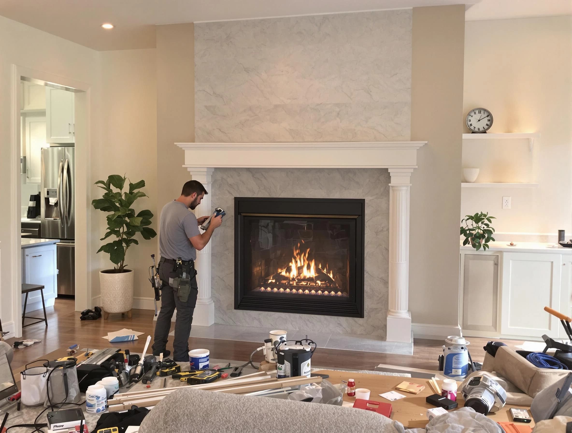 Newly installed fireplace by Queen Creek Chimney Sweep in Queen Creek, AZ