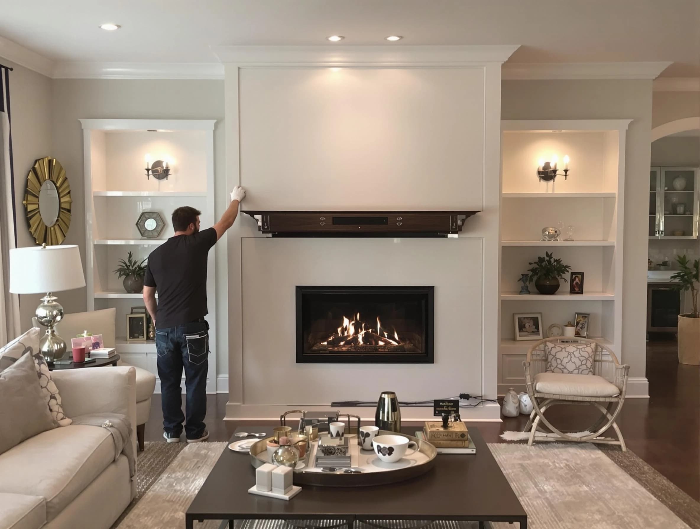 Queen Creek Chimney Sweep installing a new fireplace in Queen Creek, AZ