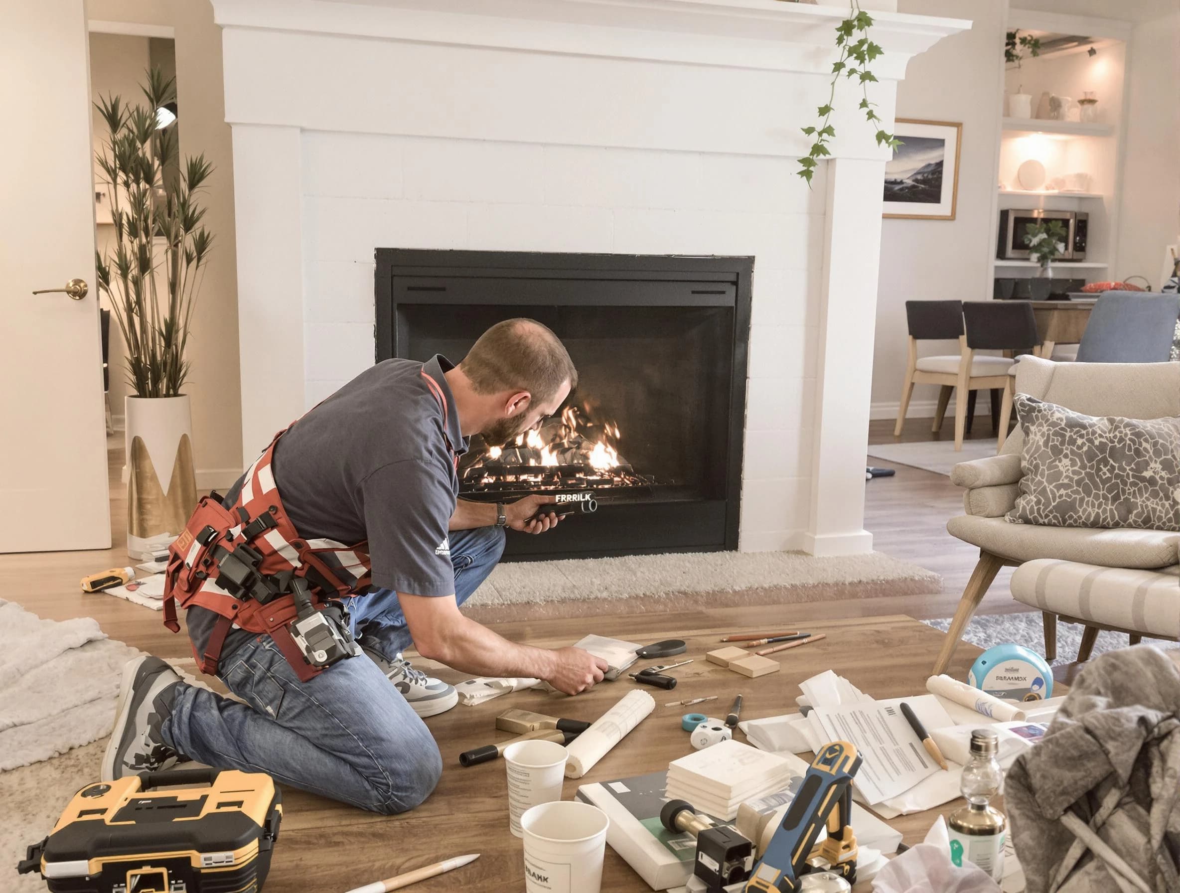 Queen Creek Chimney Sweep performing fireplace repair in Queen Creek, AZ