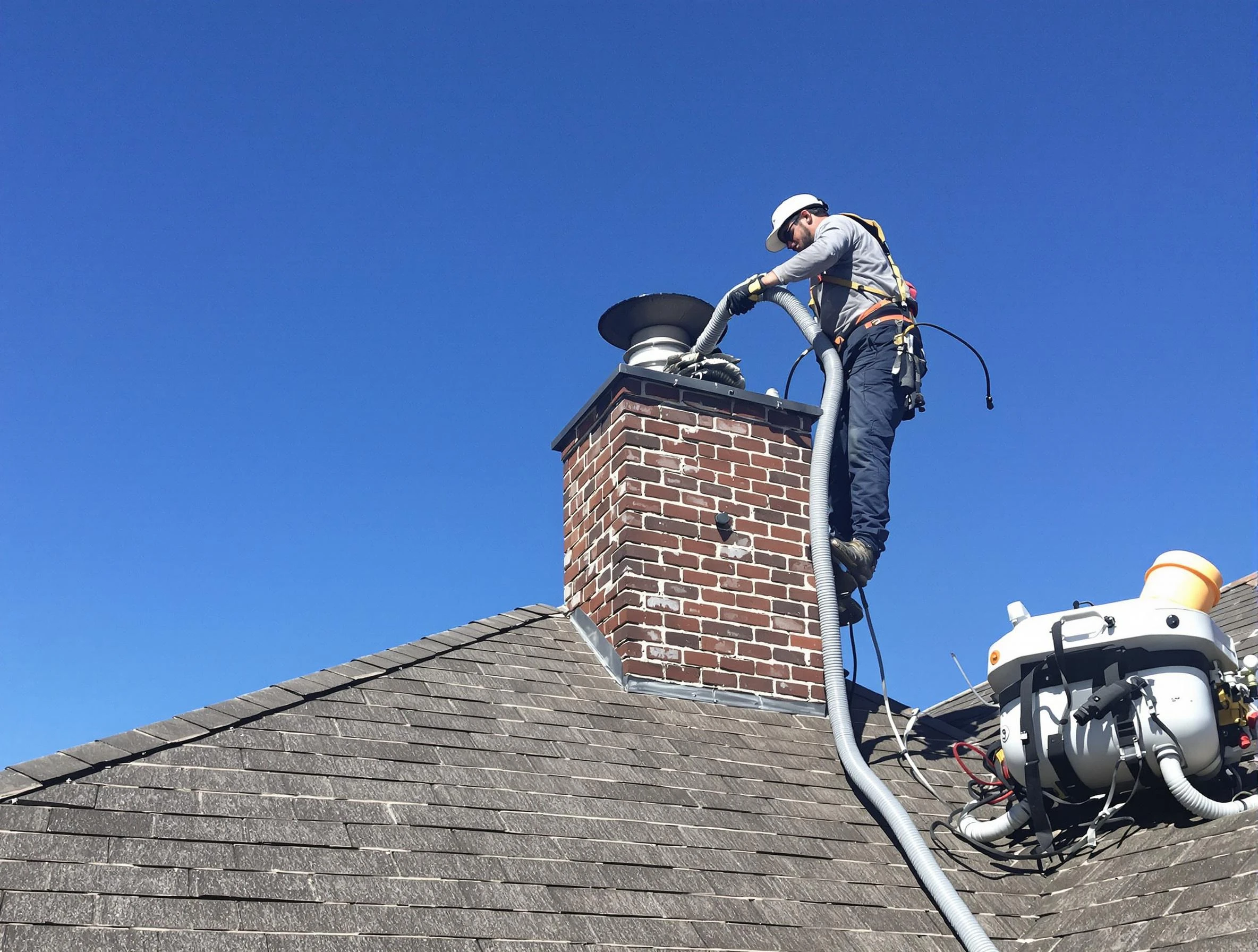 Dedicated Queen Creek Chimney Sweep team member cleaning a chimney in Queen Creek, AZ